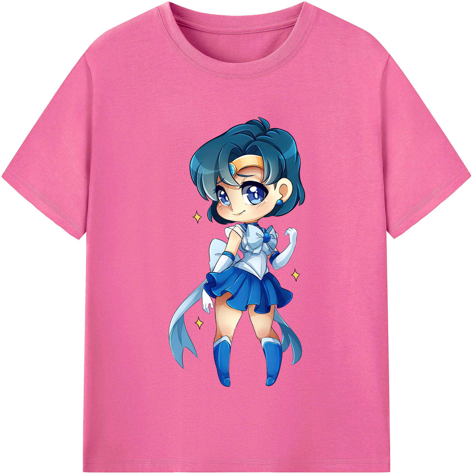 （画像用） 美少女戦士セーラームーン 水野 亜美 みずの あみ Sailor Moon Mizuno Ami レディースカジュアルプリントTシャツ（綿100％）